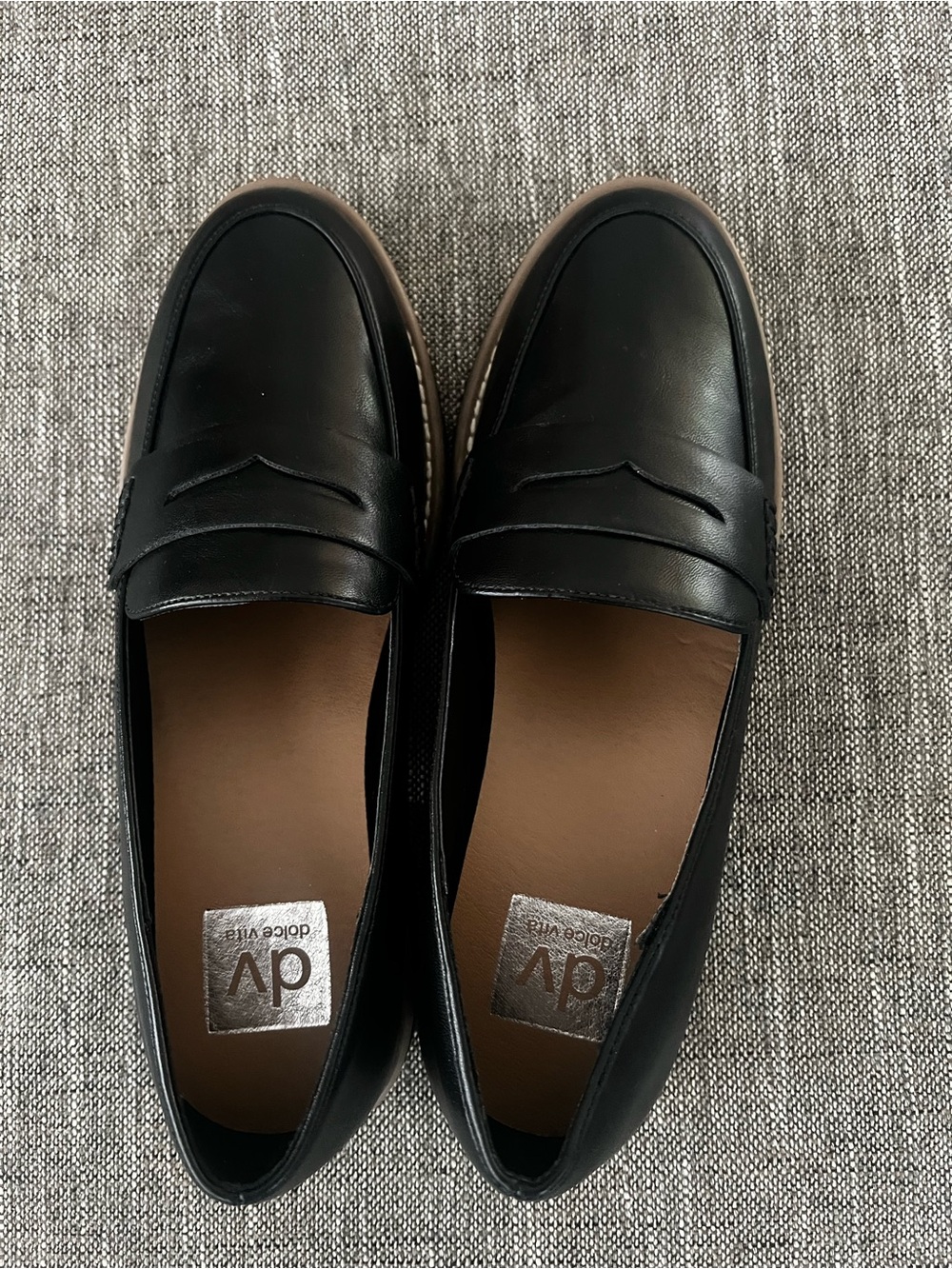 Dolce Vita Crisp Black Penny Loafers Lug Sole Women’s 7.5